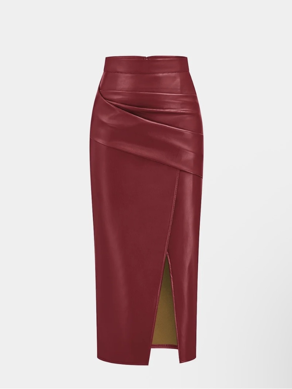Commense PU Leather Pencil Skirt Size M red